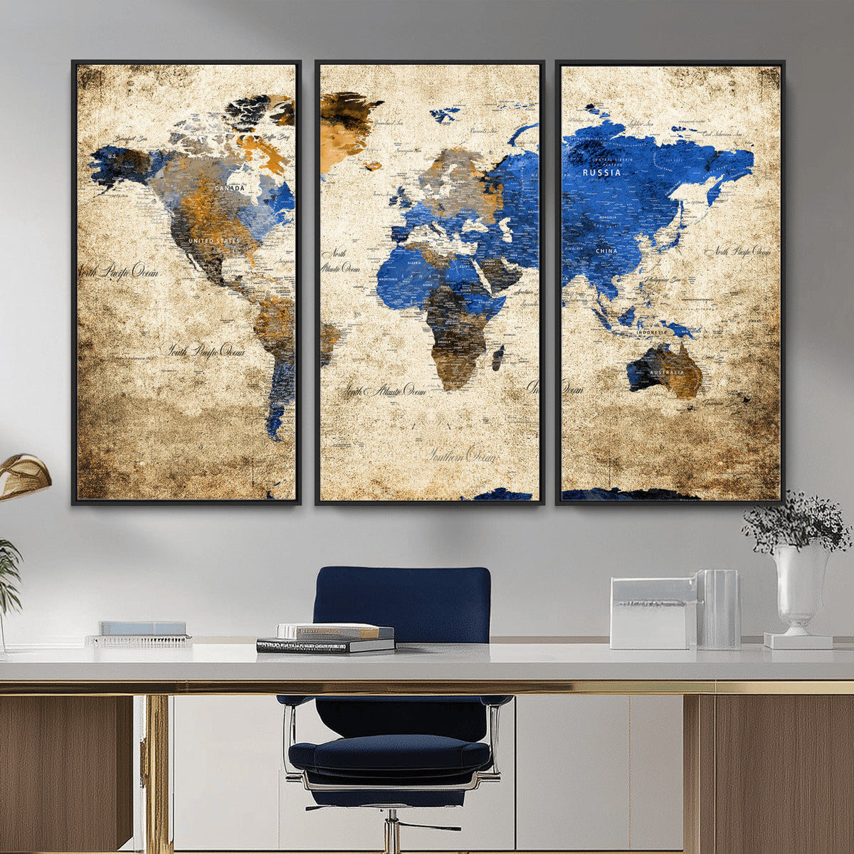 World Map Canvas Print – Colorful Abstract Travel Map,