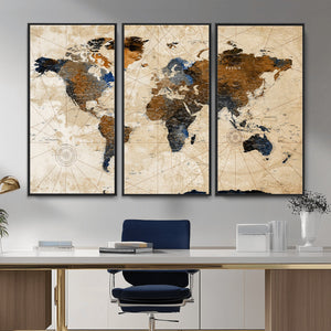 World Map Canvas Print – Framed Travel Map Wall Art for