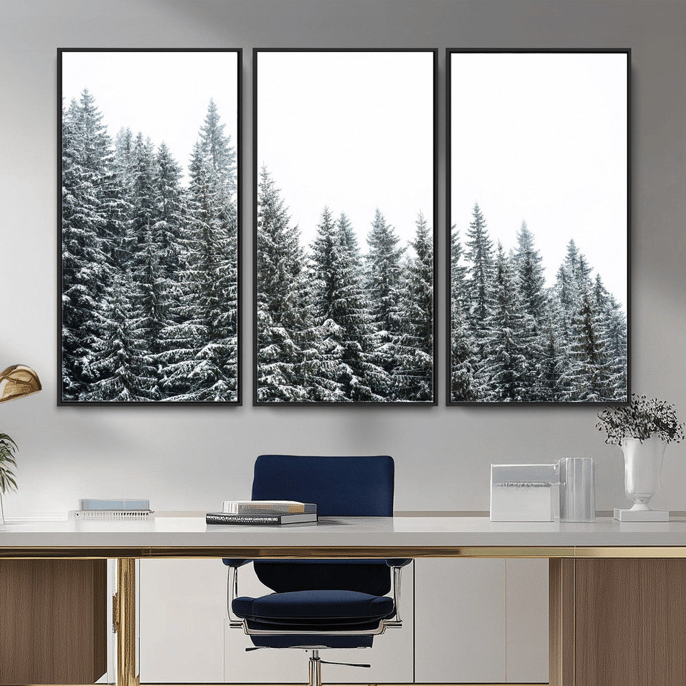 Misty Mountain Forest Canvas Print, Foggy Pine Trees Nature