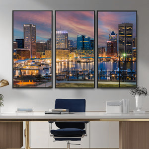 Baltimore Skyline Wall Art Canvas Print, Baltimore Downtown