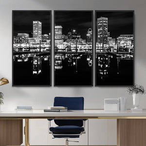 Baltimore Skyline Wall Art Canvas Print, Baltimore Downtown