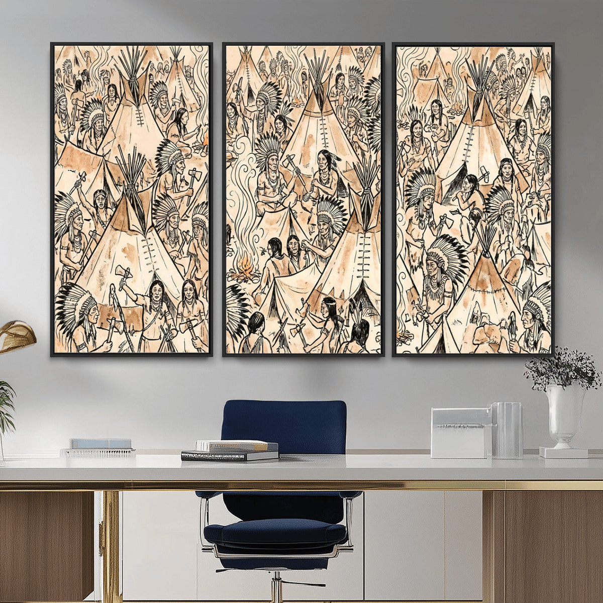 Native American Indian Wall Art Canvas Print - Abstract