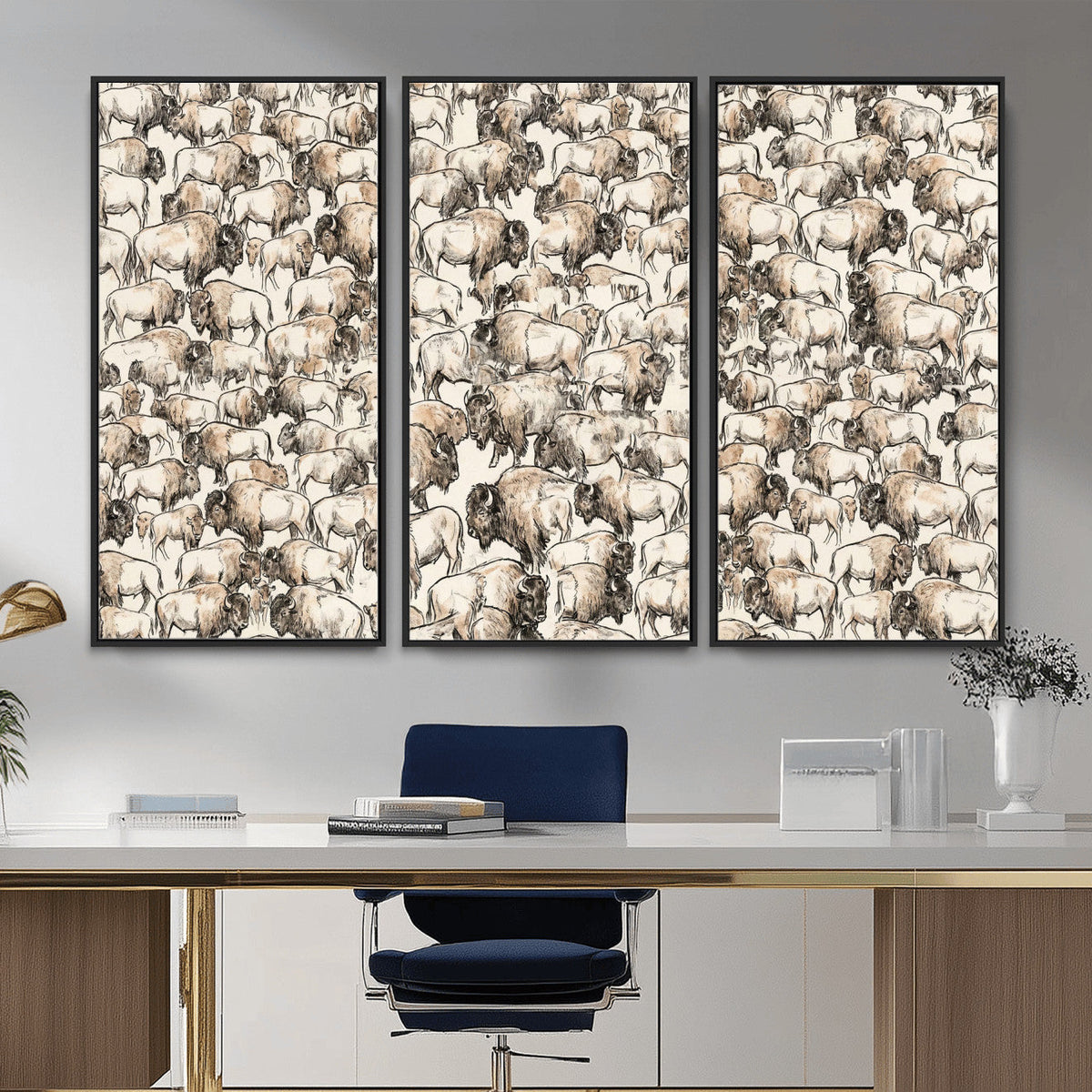 American Bison Canvas Print - Abstract Buffalo Wall Art