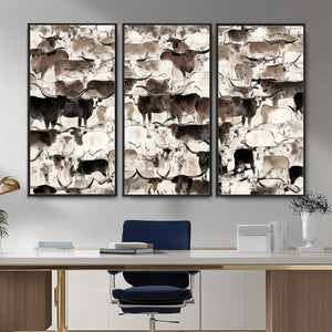 Abstract Texas Longhorn Print - Longhorn Herd Print for