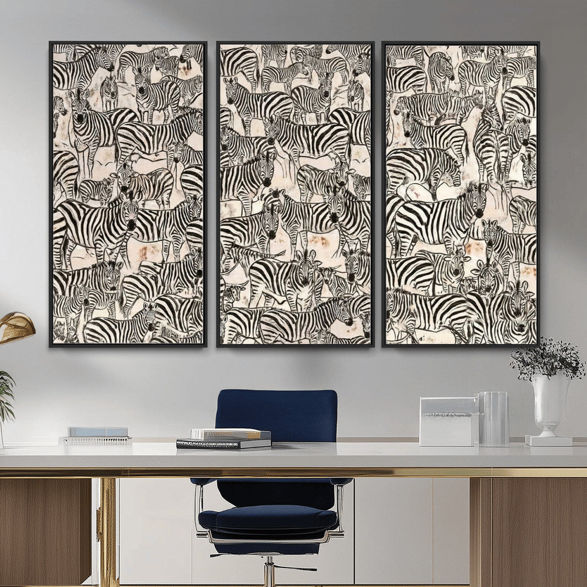 Abstract Zebra Wall Art Canvas Print for Farmhouse Decor