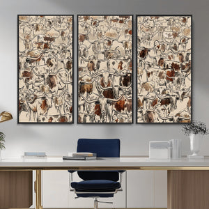 Abstract Longhorn Wall Art Canvas Print - Farm Animal