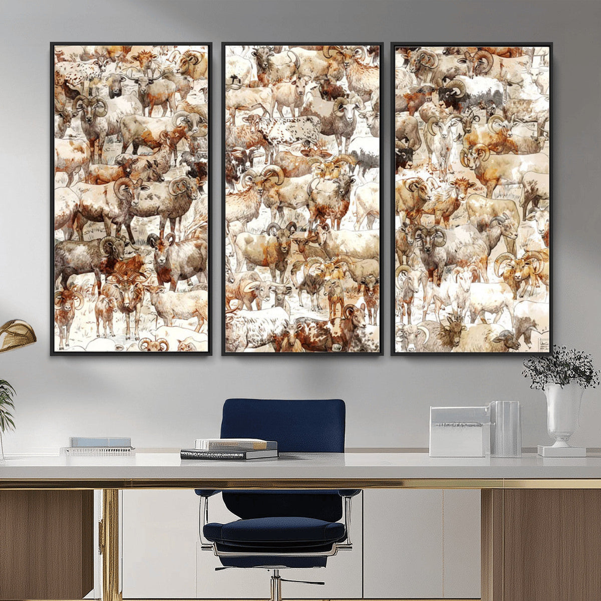 Farmhouse Bighorn Sheep Wall Art Canvas Print - Abstract