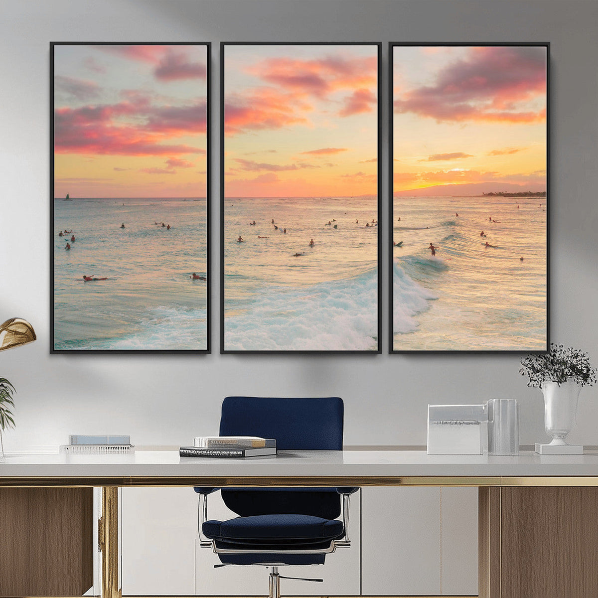 Sunset Beach Wall Art Canvas Print – Soft Coastal