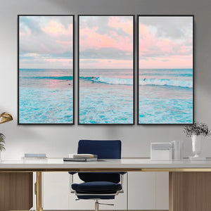 Ocean Wave Wall Art Canvas Print, Pastel Surf Seascape