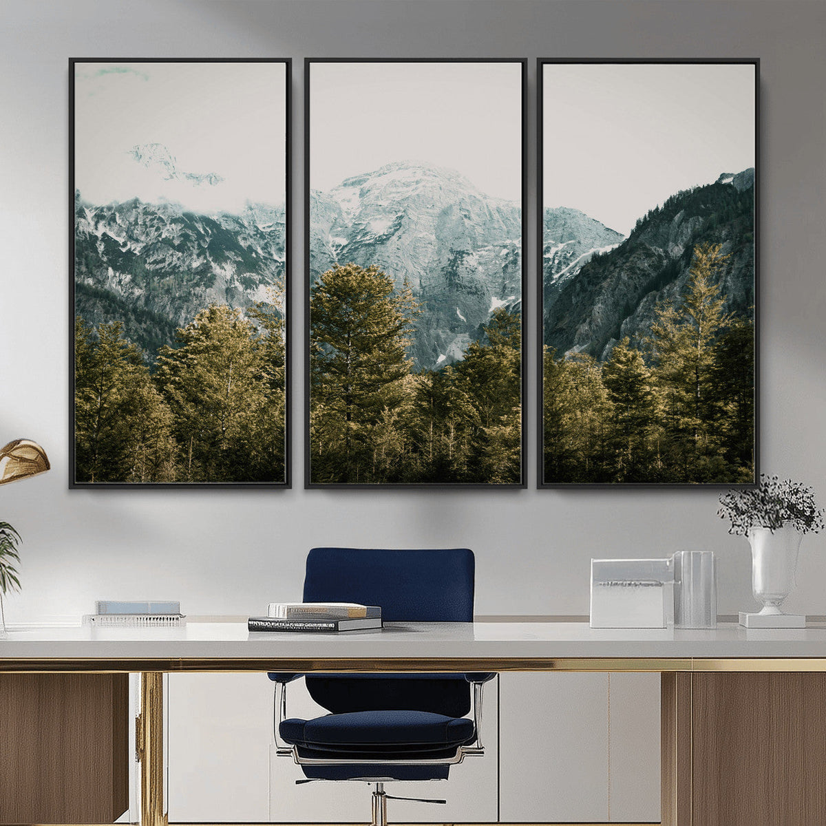 Mountain Forest Wall Art Canvas Print, Alpine Landscape