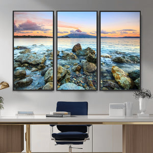 Mayon Volcano Seascape Wall Art Canvas Print, Tropical Ocean