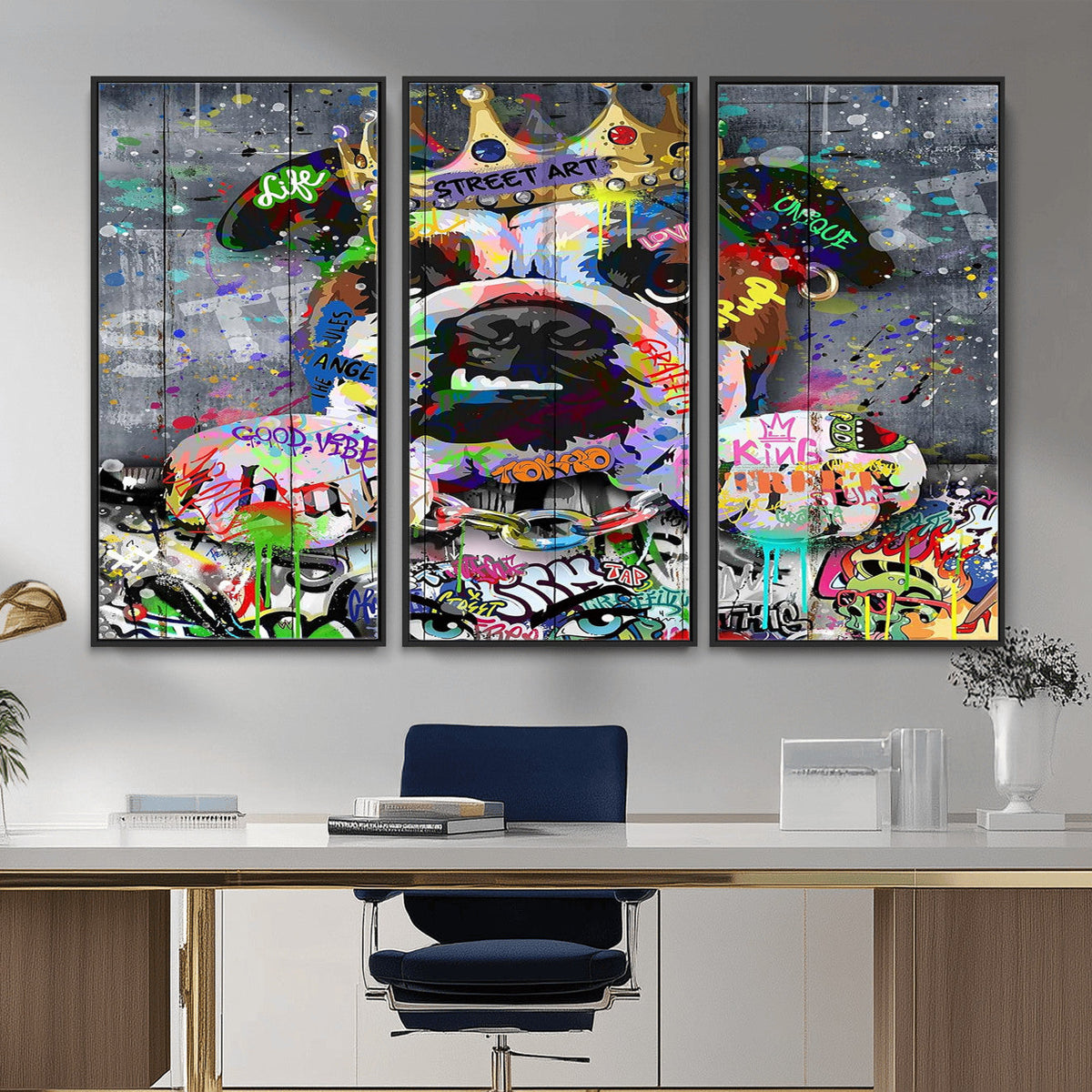 Graffiti Dog Wall Art Decor for Teen Bedroom - Abstract