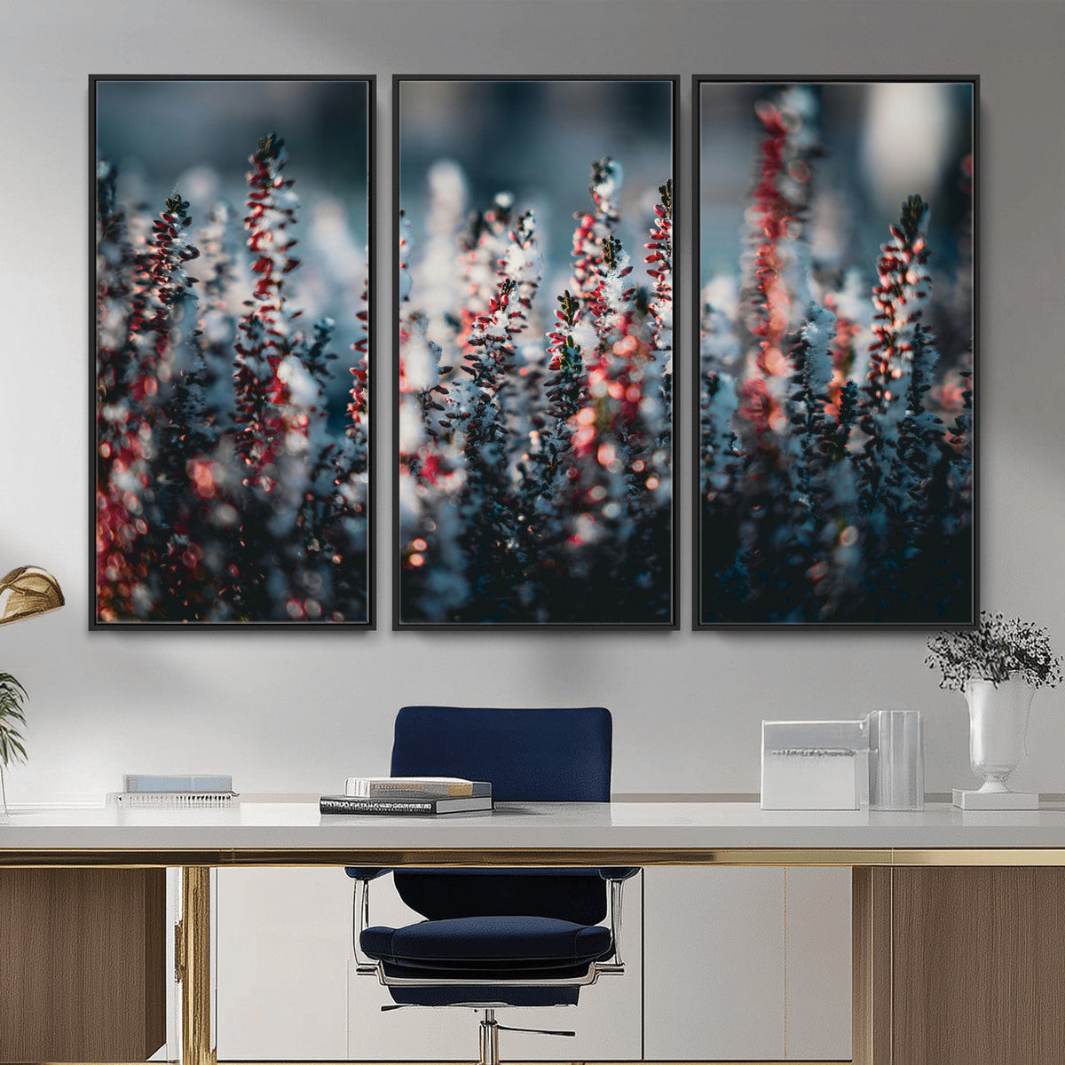 Winter Heather Wall Art Canvas Print, Frosted Floral Nature