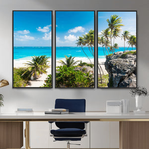 Tropical Beach Wall Art Canvas Print, Palm Tree Ocean