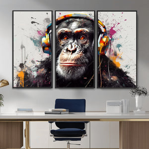 Dj Monkey Wall Art Canvas Print – Colorful Pop Art Banksy