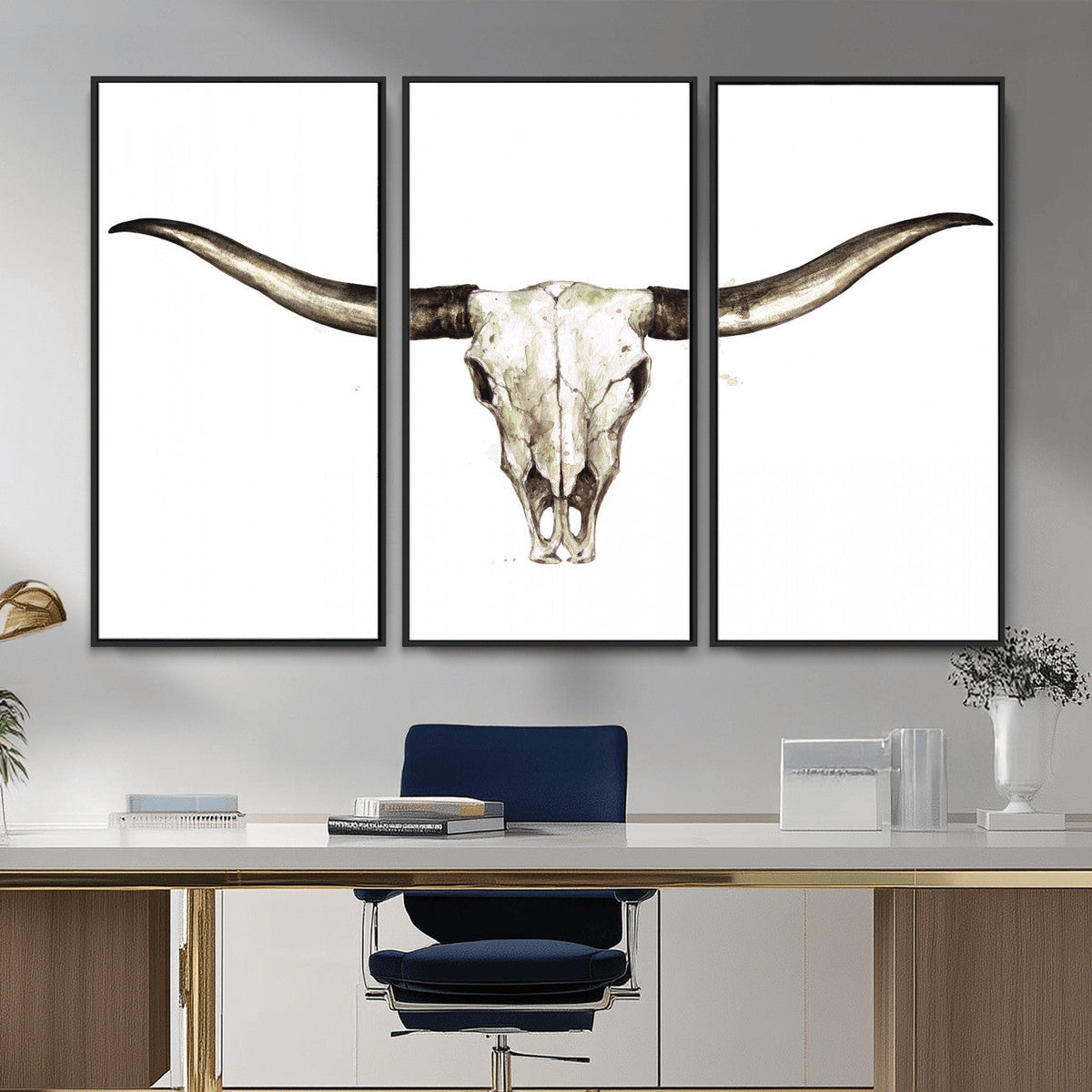 Longhorn Skull Wall Art Canvas Print – Rustic Western