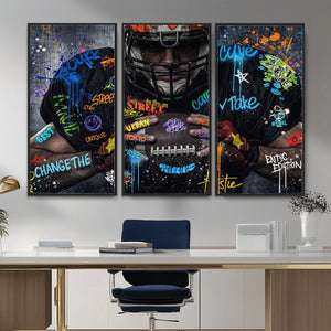 Graffiti American Football Player Street Art Wall Art Canvas