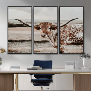 Texas Longhorn Bull Rustic Wall Art Canvas Print