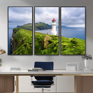 Coastal Lighthouse Wall Art Canvas Print, Cliffside Ocean
