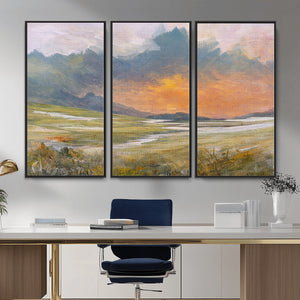 Mountain Sunset Wall Art Canvas Print Vintage Landscape