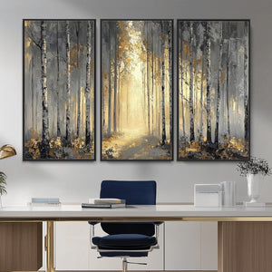 Abstract Birch Forest Wall Art Canvas Print – Modern Neutral