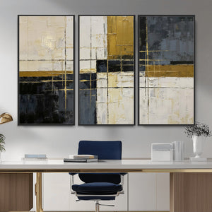 Abstract Gold and Black Wall Art Canvas Print – Modern