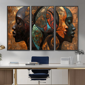 Abstract Afro American Women Wall Art Canvas Print