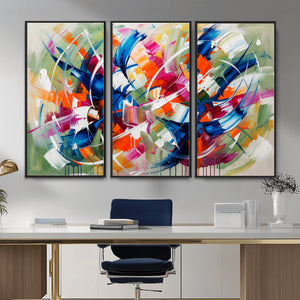 Geometric Abstract Wall Art Canvas Print, Orange Blue