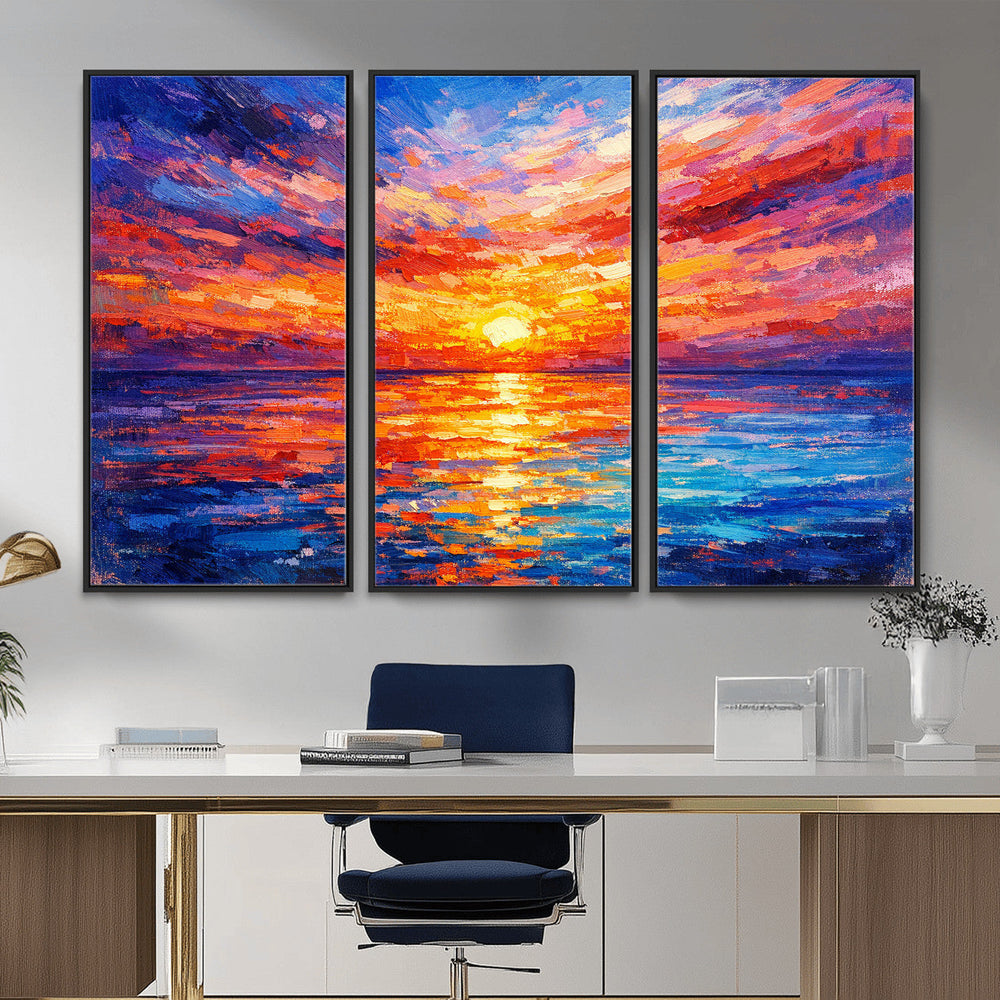 Colorful Knife Ocean Sunset Canvas — Orange Pink Teal