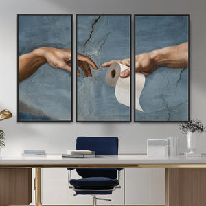 Funny Bathroom Canvas Wall Art, Michelangelo Creation of