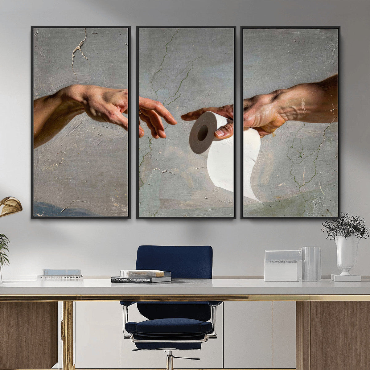 Funny Bathroom Wall Art Canvas, Creation of Toilet Paper