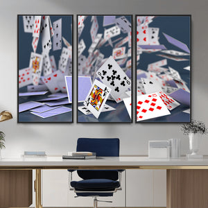 Playing Cards Canvas Wall Art | Casino Game Room Decor,