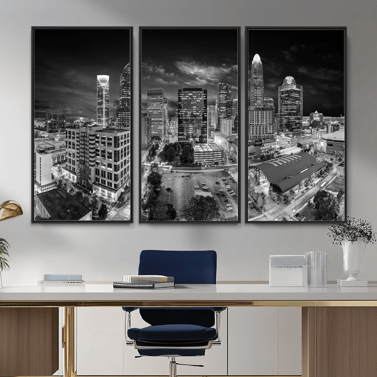 Charlotte Skyline Canvas Wall Art Print – North Carolina Cityscape Photography Print
