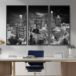 Charlotte Skyline Canvas Wall Art Print – North Carolina Cityscape Photography Print