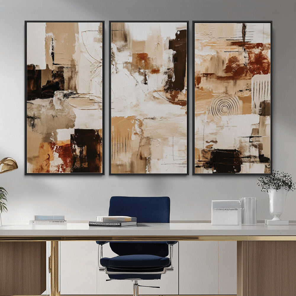 Blue Teal Abstract Canvas Wall Art, Modern Textured Painting Print, Navy Orange White Contemporary Art, Neutral Living Room Decor, Office Art