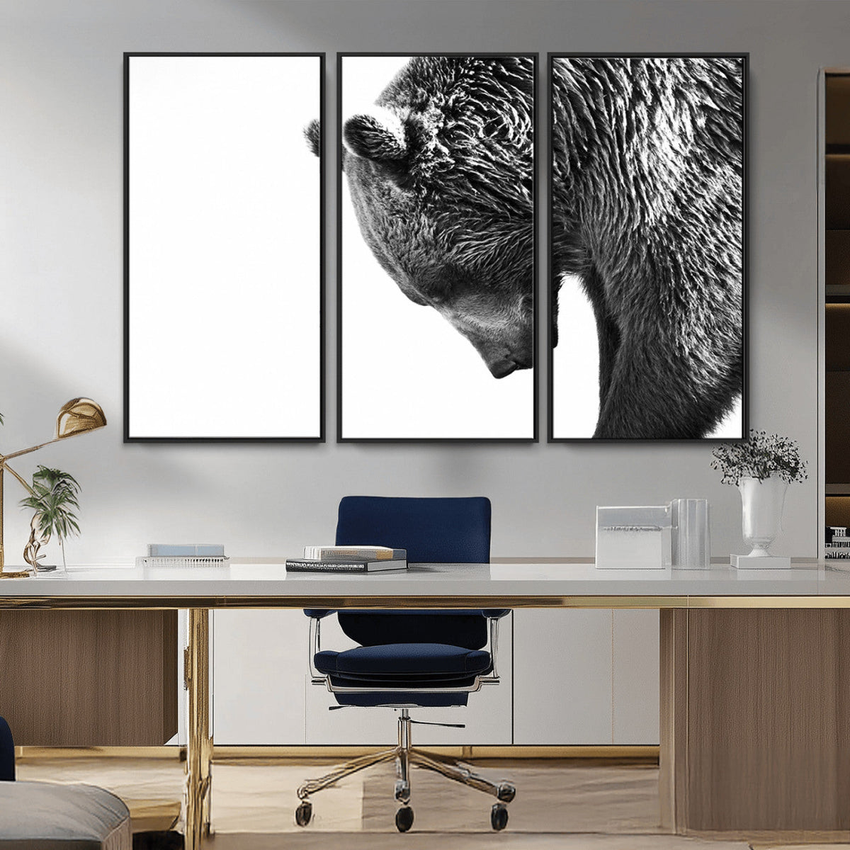 Black and White Grizzly 399 Bear Canvas Print Wall Art |
