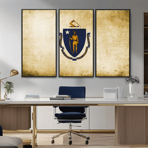 Massachusetts Flag Wall Art Canvas Print
