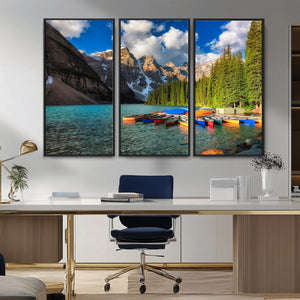 Moraine Lake 3-Panel Wall Art, Majestic Mountain and Lake