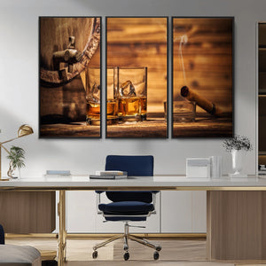 Rustic Whiskey and Barrel Canvas Print