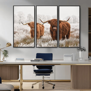Longhorn Cattle Wall Art Canvas Print, Framed Farmhouse