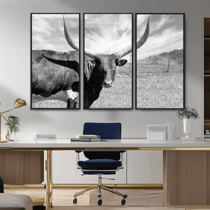 Cattle Wall Art Longhorn Cow Canvas Print