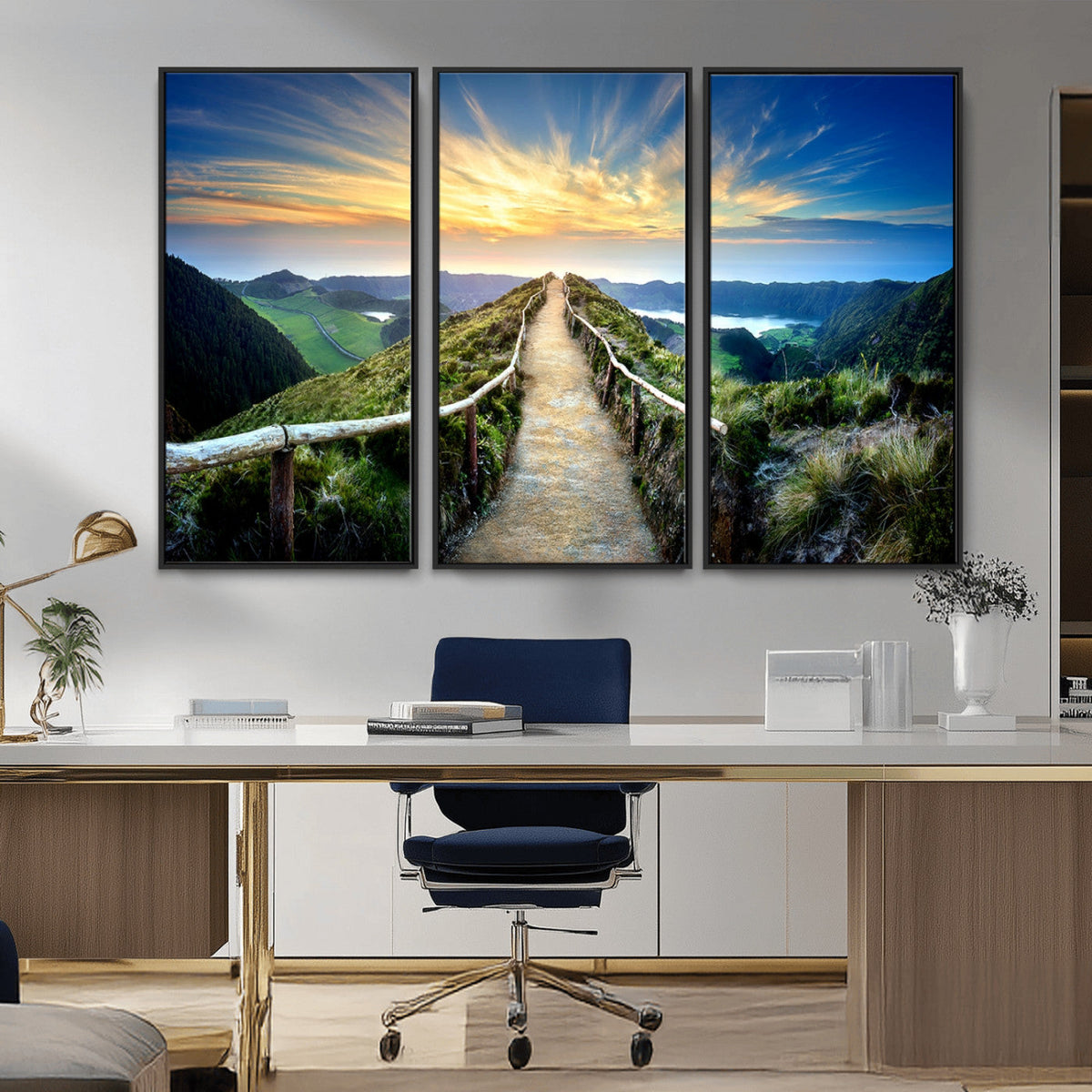 Mountain and Sunset Wall Art Canvas Print