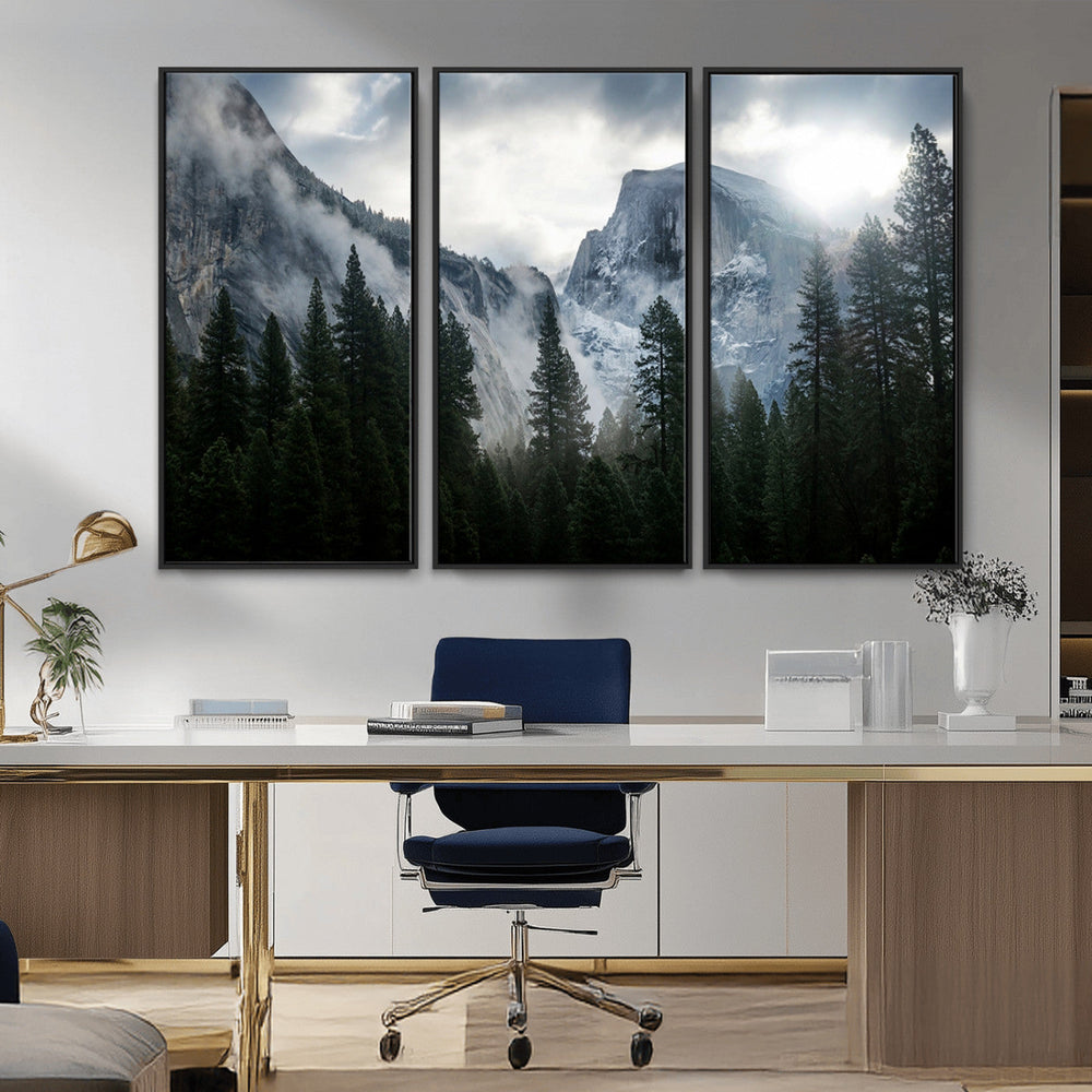 Yosemite National Park El Capitan Foggy Mountain Wall Art |
