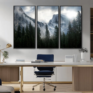 Yosemite National Park El Capitan Foggy Mountain Wall Art |