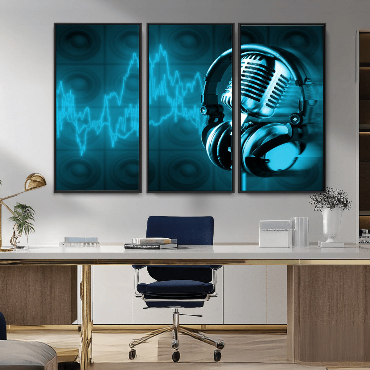 Music and Microphone Wall Art Canvas Print