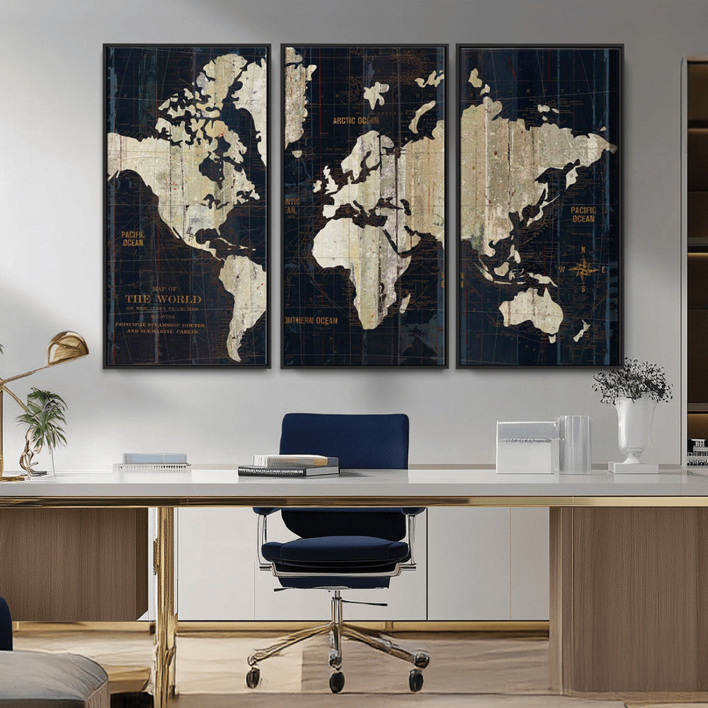 Antique Old World Map Wall Art Canvas Print