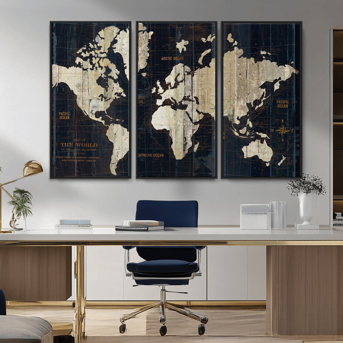 Antique Old World Map Wall Art Canvas Print