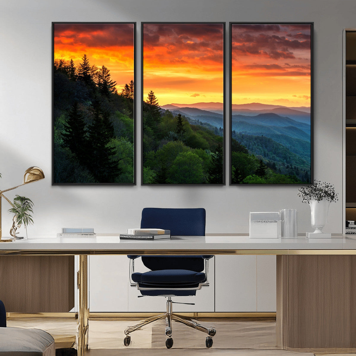 Forest Landscape Wall Art Sunset Canvas, Forest Sunset