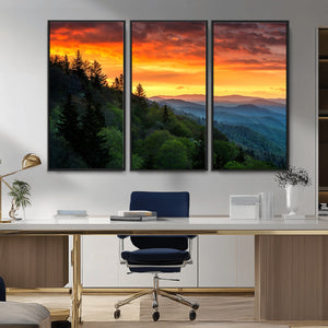 Forest Landscape Wall Art Sunset Canvas, Forest Sunset