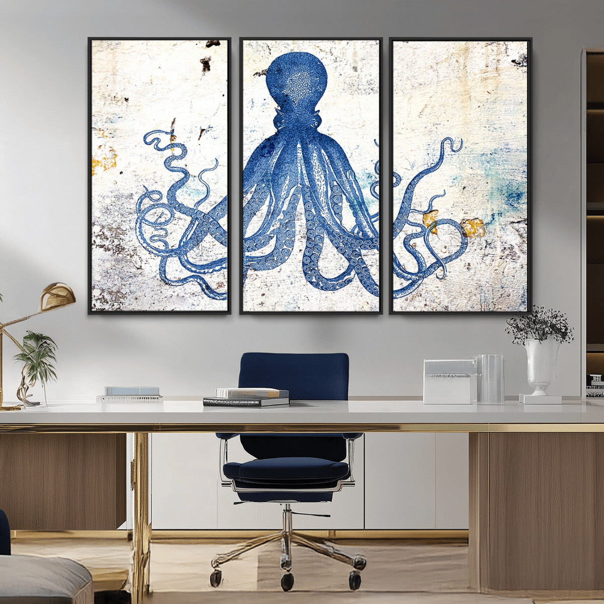 Octopus Canvas Wall Art | Coastal Marine Life Artwork for
